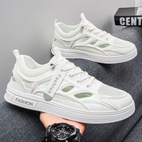 Nouvelles chaussures d'été pour hommes, baskets respirantes en maille ajourée, tendance, polyvalentes, blanches, décontractées