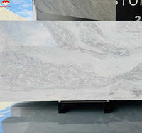 Panneau mural de salon et de chambre à coucher en marbre de luxe moderne en pierre naturelle Camus blanc, grande dalle, veinage gris, éco-responsable