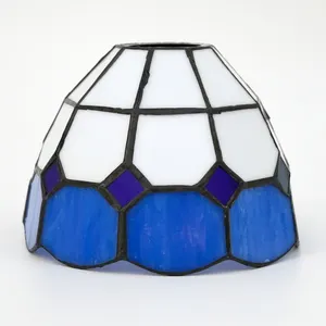 Tiffany Style Small Lamshade, 6 Inch Mediterranean Stained Glass Lamp Shade, Used To Replace Floor Lamp Chandelier Ceiling Lamp