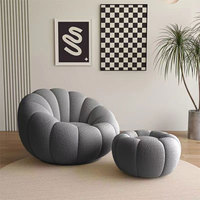Canapé paresseux incurvé en forme de pétale de citrouille, fauteuil individuel rotatif couleur crème pour chambre à coucher, petit canapé de balcon, chaise de loisirs
