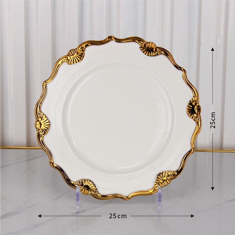 Or : Assiette ronde de 25 cm (10 pouces) (25*25*2,8 cm)