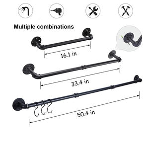 Colgador de pared para utensilios industriales, tubería de hierro, riel colgante de cocina con ganchos de 10 <span class=keywords><strong>S</strong></span>, estante de sartén montado en la pared - Product Image 6