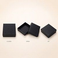 Boîte cadeau personnalisable en carton gaufré noir mat texturé, réutilisable et écologique, avec couvercle et base, pour bijoux, cosmétiques, montres