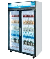 Réfrigérateur-congélateur commercial vertical 600L à porte vitrée, refroidissement par air, pour boissons, idéal pour les magasins de proximité