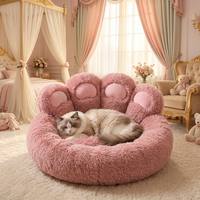 Coussin pour chat en peluche d'hiver Bear's Paw, moderne, moelleux, auto-chauffant, pour extérieur, pour chien et chat