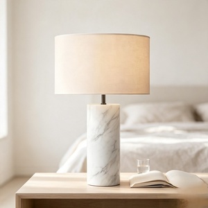 Italian Natural Marble <strong>Table</strong> Lamp Minimalist Nordic Style DIY Night <strong>Light</strong> Dimmable Control for Living Room Bedside Ambiance - Product Image 4