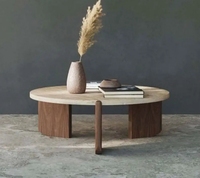 Table basse en bois de luxe moderne de Style nordique côté simple en forme de terrazzo noyer pour salon meubles de maison personnalisables