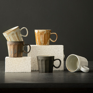 Vintage Japanese-Style Stoneware Coffee <b>Cup</b> Simple Ceramic Espresso <b>Latte</b> Pull Flower Mug Lid Personal Tea Gift Food Use - Product Image 4