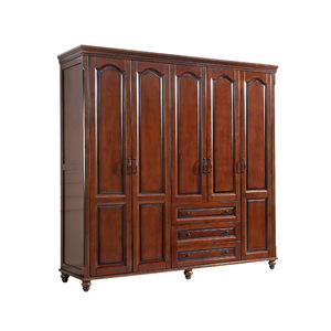 Armario de Madera Maciza Dazhang Jiaju, Cinco Puertas, Estilo Vintage, Color Nogal, para Dormitorio, con Espacio de Almacenamiento y para Colgar Ropa - Product Image 5