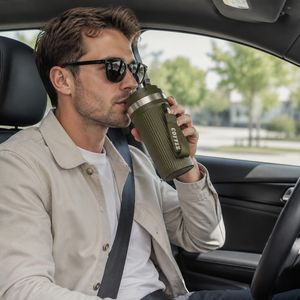 Gobelet isotherme personnalisé de 16 oz en acier inoxydable 304 avec revêtement intérieur en céramique, double paroi, avec poignée et couvercle, pour les voyages en voiture - Product Image 6