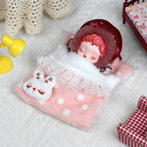 ชุดเครื่องนอนตุ๊กตาลาบูบู ผ้าห่มขนแกะสีชมพู ลายกระต่าย สำหรับเด็กผู้หญิงอายุ 8-13 ปี - Product Image 1