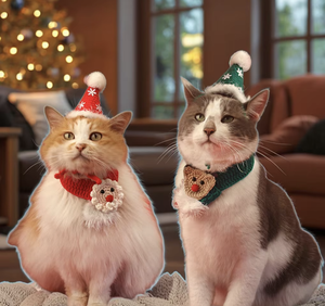 Accesorios de Ropa para Mascotas de Navidad, Hechos a Mano, Ecológicos, de Fibra Acrílica Tejida, con Diseño de Papá Noel y Reno, Patrón Sólido para Perros - Product Image 1