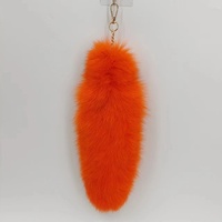 Iivos Fluffy Therian Fox Tail Carabiner Keychain - Queue de renard en fausse fourrure aux couleurs réalistes, durable pour Halloween et le cosplay du Nouvel An (Sun Fox)