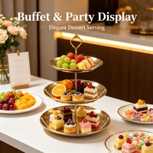 Plateau de service rond à 3 niveaux en acier inoxydable écologique pour desserts, fruits, gâteaux, collations, idéal pour la cuisine, les fêtes et les pauses thé - Product Image 4
