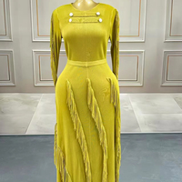 Robe plissée Miyake grande taille, col rond, décontractée, avec franges, ODM, teinture unie, approvisionnement direct