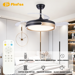 Ventilador de Techo Retráctil RGB de 42/48 Pulgadas con Luz, Motor DC Silencioso, LED Regulable - Ventilador Inteligente Moderno para Sala de Estar y Dormitorio - Product Image 2