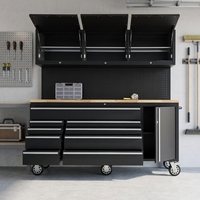 Armoire à outils roulante pour mécaniciens en acier laminé à froid OEM de 72 pouces, 10 tiroirs, 3 armoires supérieures, roulettes robustes, acier inoxydable