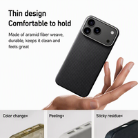 Étui de téléphone personnalisé en fibre d'aramide de luxe, léger, antichoc, anti-empreintes digitales, avec anneau magnétique en relief pour iPhone 18 Pro ProMax