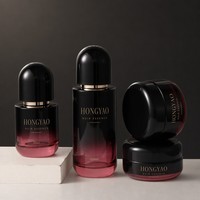 Ensemble de flacons de sérum pour soins de la peau en verre dégradé noir à bordeaux avec bouchon à vis, pompe dorée, 50 ml, 100 ml, flacon de lotion, pot de crème, marque Prestige