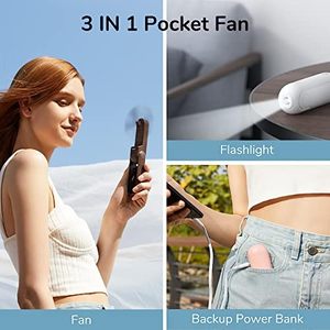 Portable <b>Mini</b> 3-in-1 Hand Fan USB Rechargeable Power Bank Small Pocket Size Customizable Logo Handmade Luxury Unique for - Product Image 2