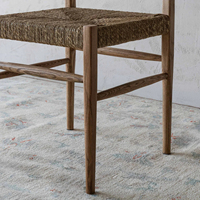 Chaise de bar en bois massif de style médiéval français, avec un design créatif en osier tressé, chaise de salle à manger silencieuse et élégante