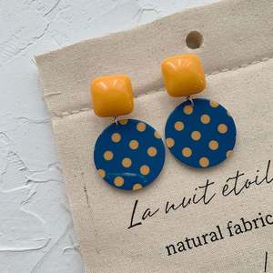 Pendientes de Flores de Resina Acrílica Estilo Coreano en Oferta, Regalos para Mujer, Pendientes de Clip Geométricos Retro - Product Image 4