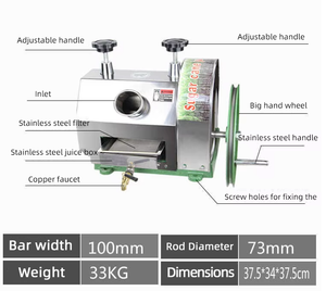 Máquina Comercial de Acero Inoxidable para Exprimir Caña de Azúcar, Separador de Jugo y Residuos, Prensa Manual para Caña de Azúcar - Product Image 3