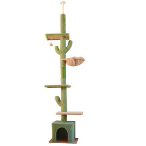 Gatto TreeCactus dal pavimento al soffitto torre del gatto con 5 livello gatto arrampicata torre con piattaforme amaca accogliente e palle penzolanti - Product Image 1