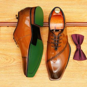 Korean-Style Square-<b>Toe</b> Men's High-Top Leather Boots, Brogue Carved Genuine Leather Chelsea Boots, Business <b>Cap</b>-<b>Toe</b> Ankle Boots - Product Image 5