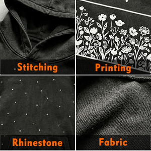 เสื้อฮู้ดดี้ผ้าฟลีซคอตตอน 100% หนานุ่ม สไตล์สตรีทแวร์สำหรับผู้ชาย แบบ ODM สั่งทำพิเศษ ล้างสีแบบแอซิดวอช ฟอกสีซีดแบบซันเฟด ประดับด้วยลายกราฟิกและคริสตัล พิมพ์ลายสกรีน - Product Image 2