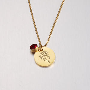 Go Party gioielli in acciaio inossidabile 12 mesi collana di fiori di <span class=keywords><strong>nascita</strong></span> collane con ciondolo a disco in pietra di <span class=keywords><strong>nascita</strong></span> <span class=keywords><strong>regalo</strong></span> di compleanno per ragazze da donna - Product Image 6