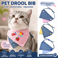 Bandana en jean uni pour animaux de compagnie, broderie DIY, foulard personnalisé avec patch pour chiens et chats, accessoires pour animaux de compagnie en gros