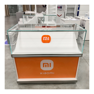 customized logo mobile phone led light cell phone glass display showcase cabinet