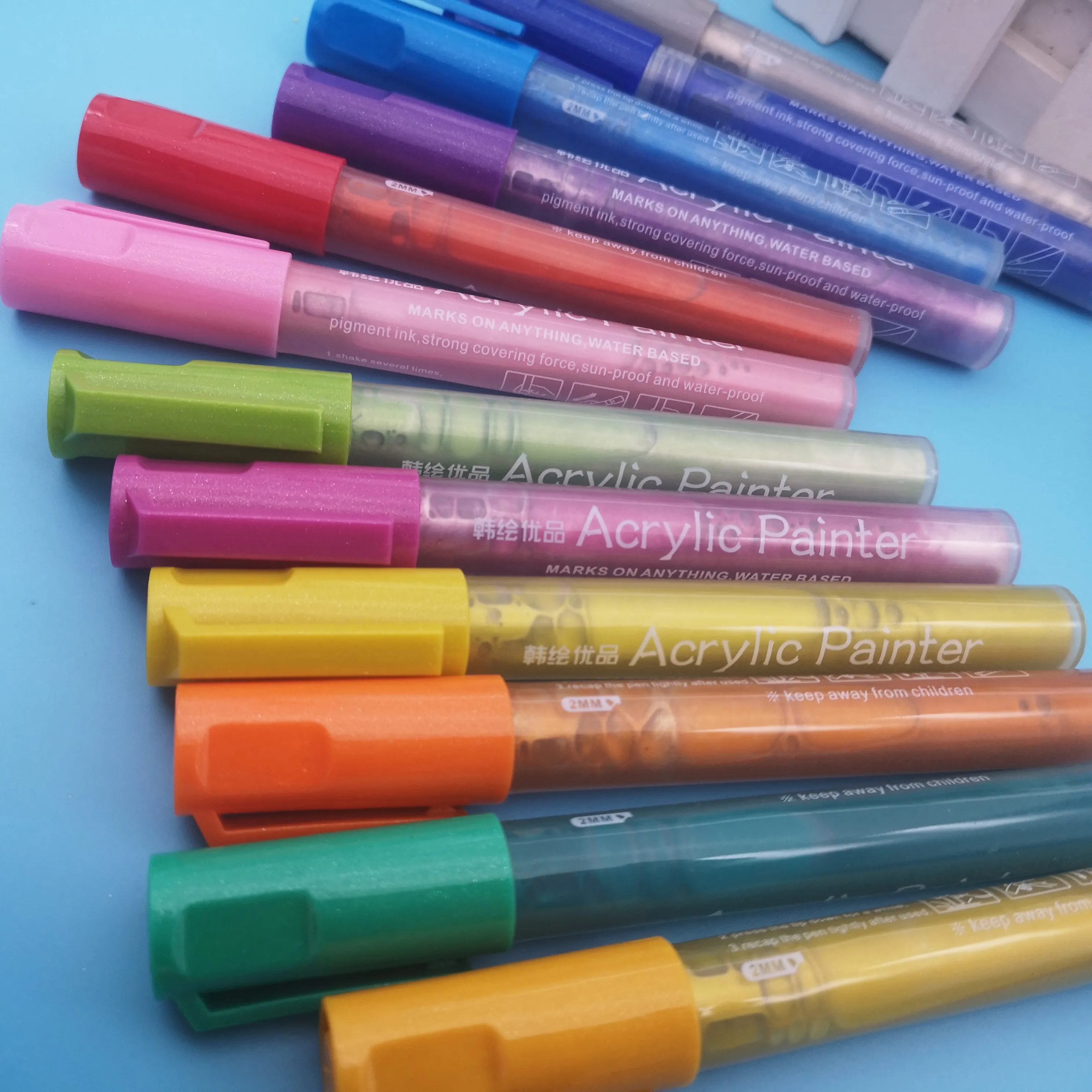 Waterdicht UV beschermd glitter verf marker pen klep action door manufactory bullet tips of omkeerbare tips