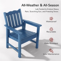 Chaise de jardin bleue résistante aux intempéries, chaise de salle à manger d'extérieur avec dossier incurvé pour jardin, véranda, piscine et terrasse