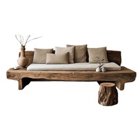 Canapé une place en bois massif Shufeng, style artistique créatif, salon moderne, simple, contemporain, ambiance atmosphérique, couleur bois, tatami, mobilier de maison
