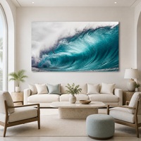 Impression murale vague turquoise Océanique Paysage marin de surf pour maison de plage, hôtel, bureau, intérieurs modernes côtiers