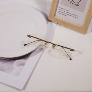 Gafas Ópticas Octogonales Vintage sin Montura, Patillas de Titanio Grabadas, Ultraligeras, de Lujo, para Miopía con Prescripción - Product Image 3