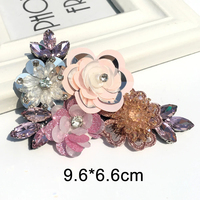 Applique florale 3D perlée faite à la main avec sequins pour vêtements, patchs à sequins, applique perlée à coudre, patch décoratif mignon