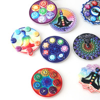 Pendentif Breloque Artisanat en Résine UV Personnalisé Yoga Méditation 3D Lotus Zen Mandala Chakra Ornement Suspendu Vente en Gros OEM