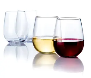 无茎酒杯14盎司透明玻璃酒杯，用于红色或白色酒杯无茎