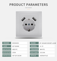 Enchufe de pared Universal, toma de corriente conectado 2P + T con USB dual, estándar europeo, nuevo