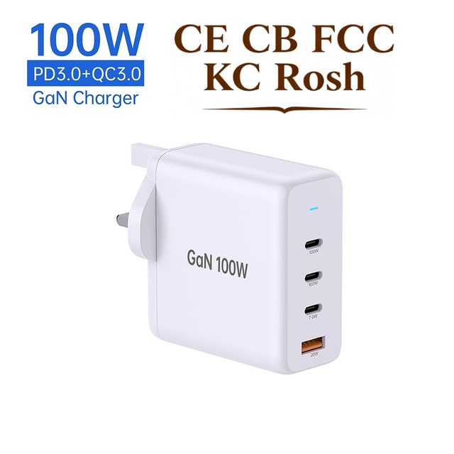 Tommox Custom Logo PD 100W 3C1A GaN USB C Charger Desktop Usb-c Fast Chargers for Laptop Tablet Mobile Phone Type-c Chargers