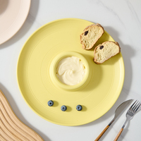 Vaisselle en plastique recyclable pour la cuisine Assiette à boulettes pour le petit-déjeuner avec compartiment à sauce