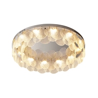 Plafonnier rond à montage en surface, design moderne, décoration intérieure, chambre à coucher, verre doré de luxe, éclairage LED moderne pour salon