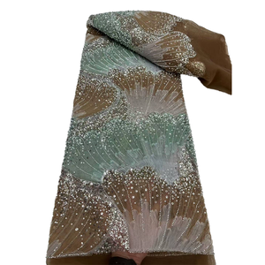 Ni. Ai phong cách mới sáng bóng sequin ren vải Lưới Ngọc Trai ren đính cườm váy ren vải đầy màu sắc ren Bridal DRESS vải - Product Image 1