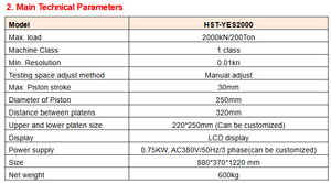 Macchina per prove di compressione con display digitale HST-YES2000, per prove di resistenza alla rottura del calcestruzzo, cemento, plastica e sabbia - Product Image 3