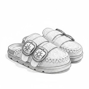 Zapatos Xinzirain Personalizados con Diseño Vintage de Ondas, Cuello Cosido, Doble Correa de Cuero con Hebilla, Mules de Corcho Estilo Vintage - Product Image 1
