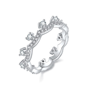 แหวนเพชรโมอิสซาไนต์ทรงกลมแบบ Eternity Band เงินแท้ 925 ชุบโรเดียม ประดับเพชรแบบ Pave Setting สำหรับผู้หญิง สไตล์โรแมนติก เหมาะสำหรับเป็นแหวนหมั้น - Product Image 1