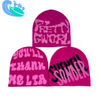 Bonnet réversible en jacquard tricoté avec motif graphique personnalisé, style streetwear, casquette à lettres, chapeau Skully Y2K, pour voyage, affaires, plage, 100% coton